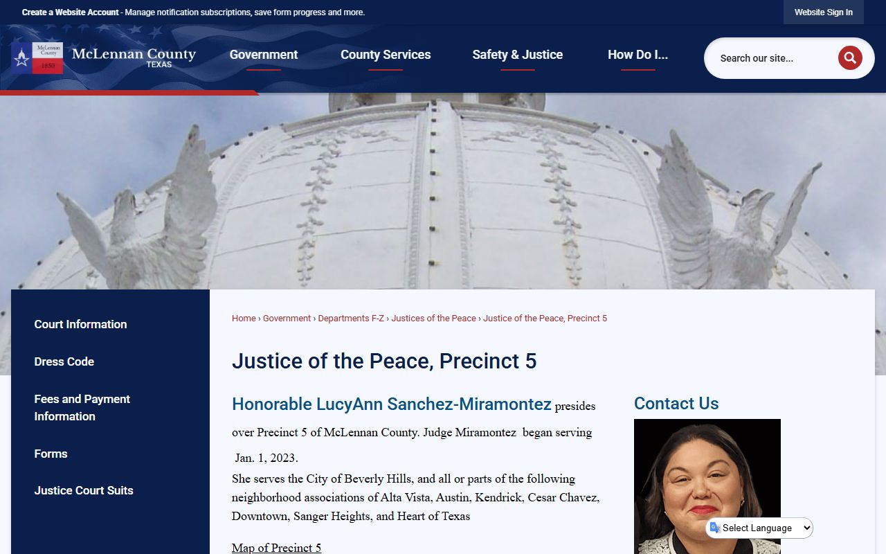 McLennan County JP Precinct 5 judge page tied to justice court dockets