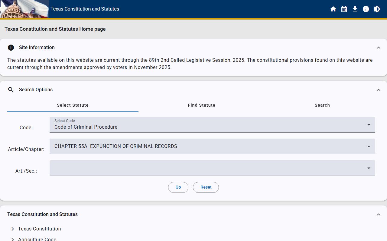 Texas Code of Criminal Procedure Chapter 55A expunction for McLennan County criminal records