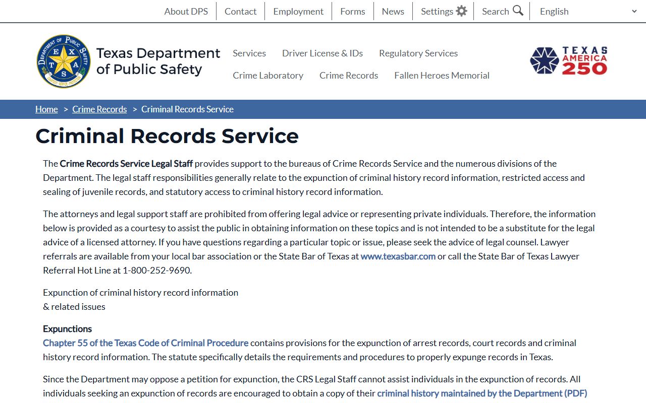 Texas DPS criminal records service for McLennan County arrest records