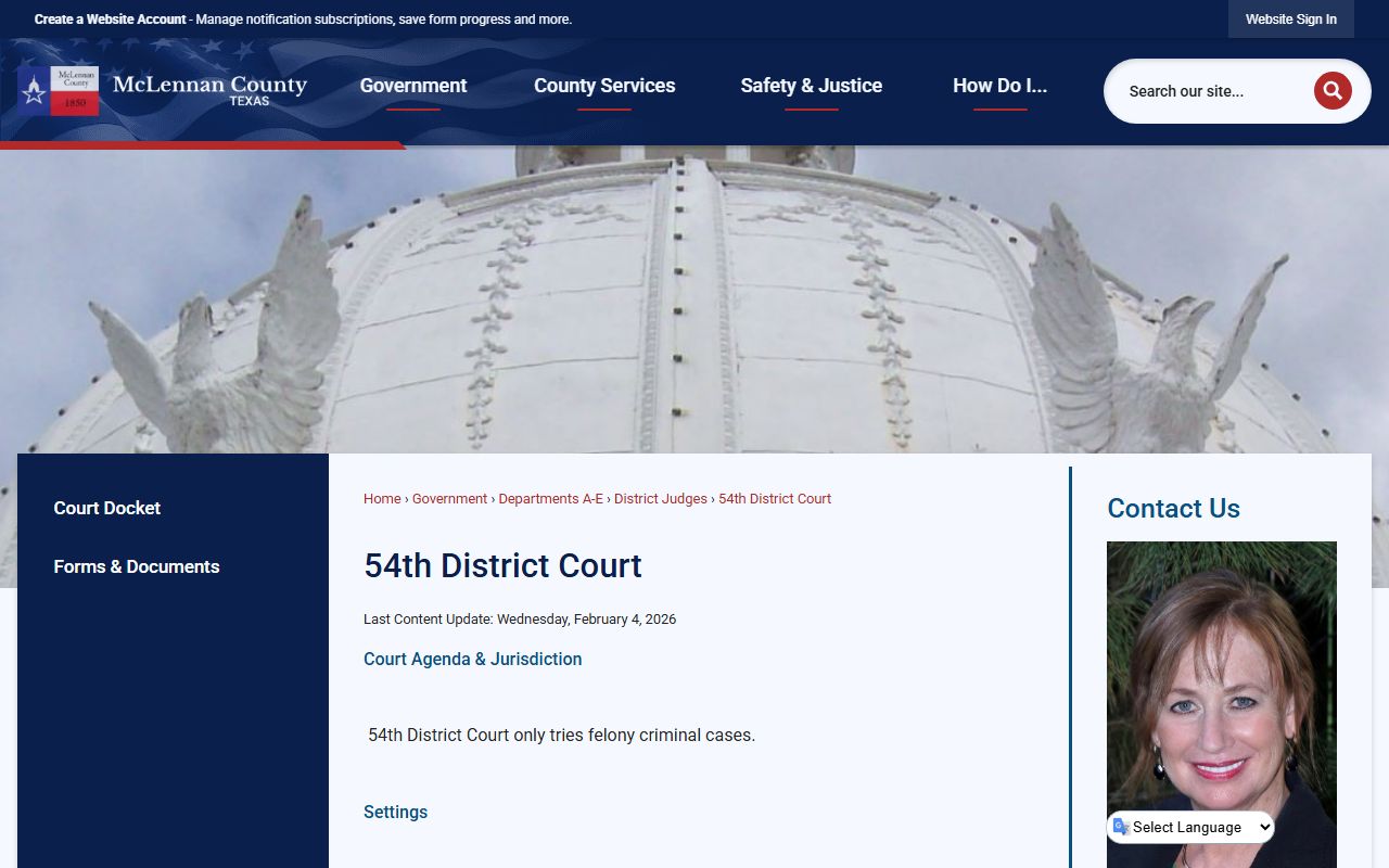 McLennan County 54th District Court felony-only page