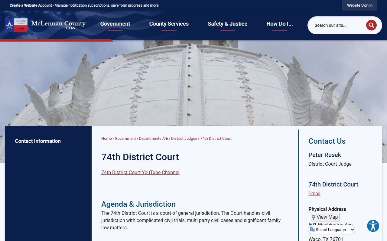 McLennan County 74th District Court civil and family page