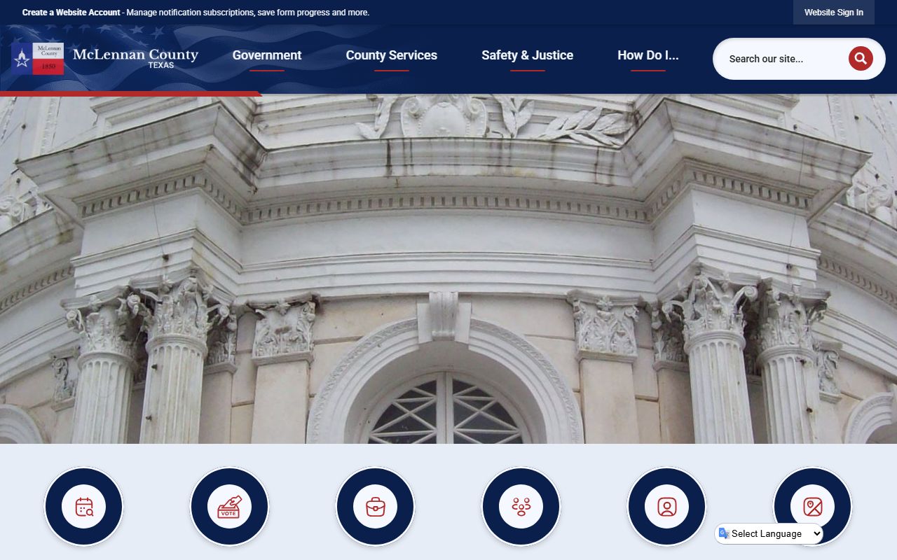McLennan County court records quick links on the official county homepage