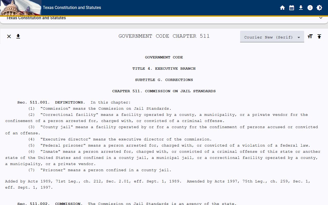 Texas Government Code 511.0101 jail population reporting for McLennan County