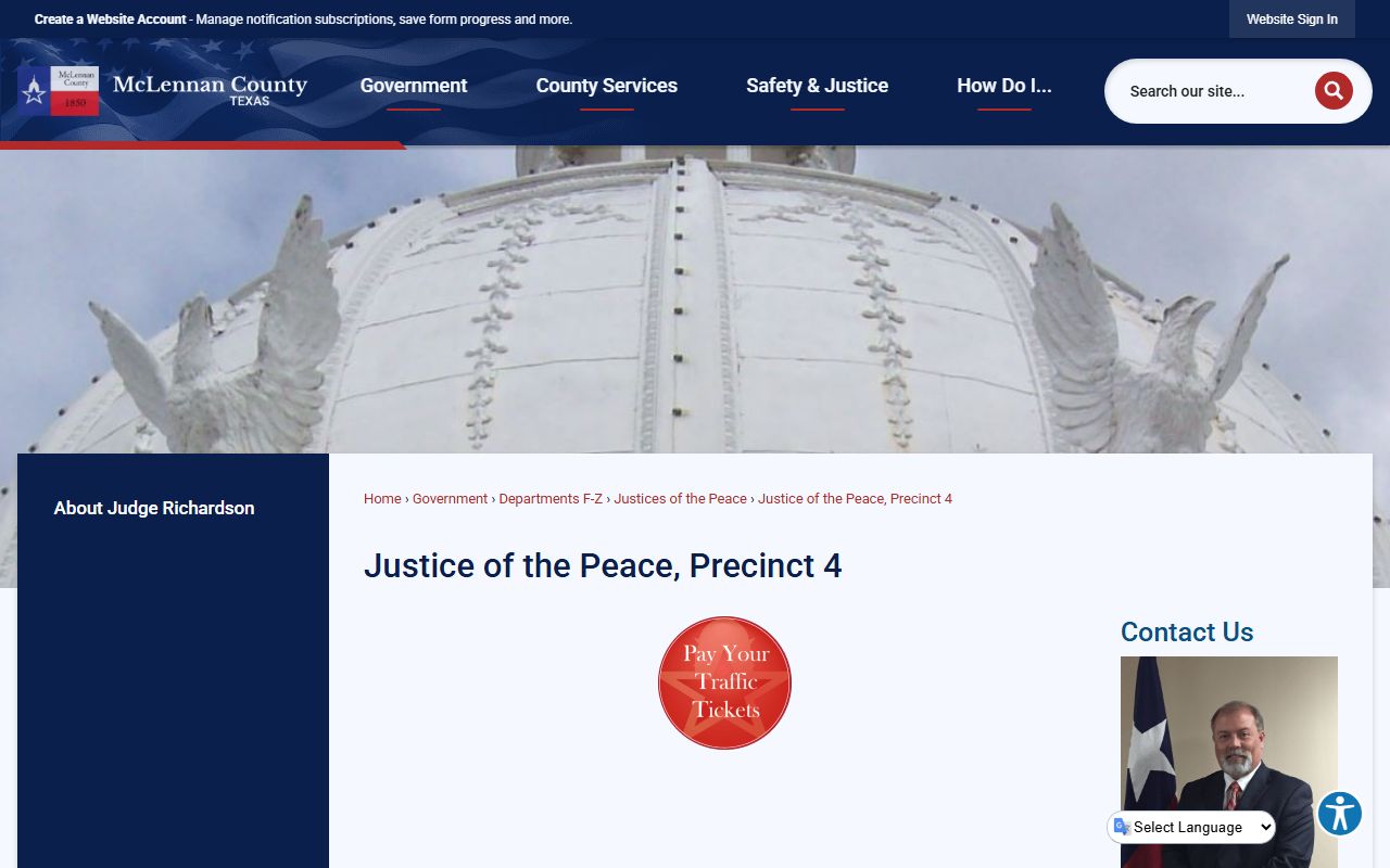 McLennan County JP 4 McGregor office contact for traffic court records