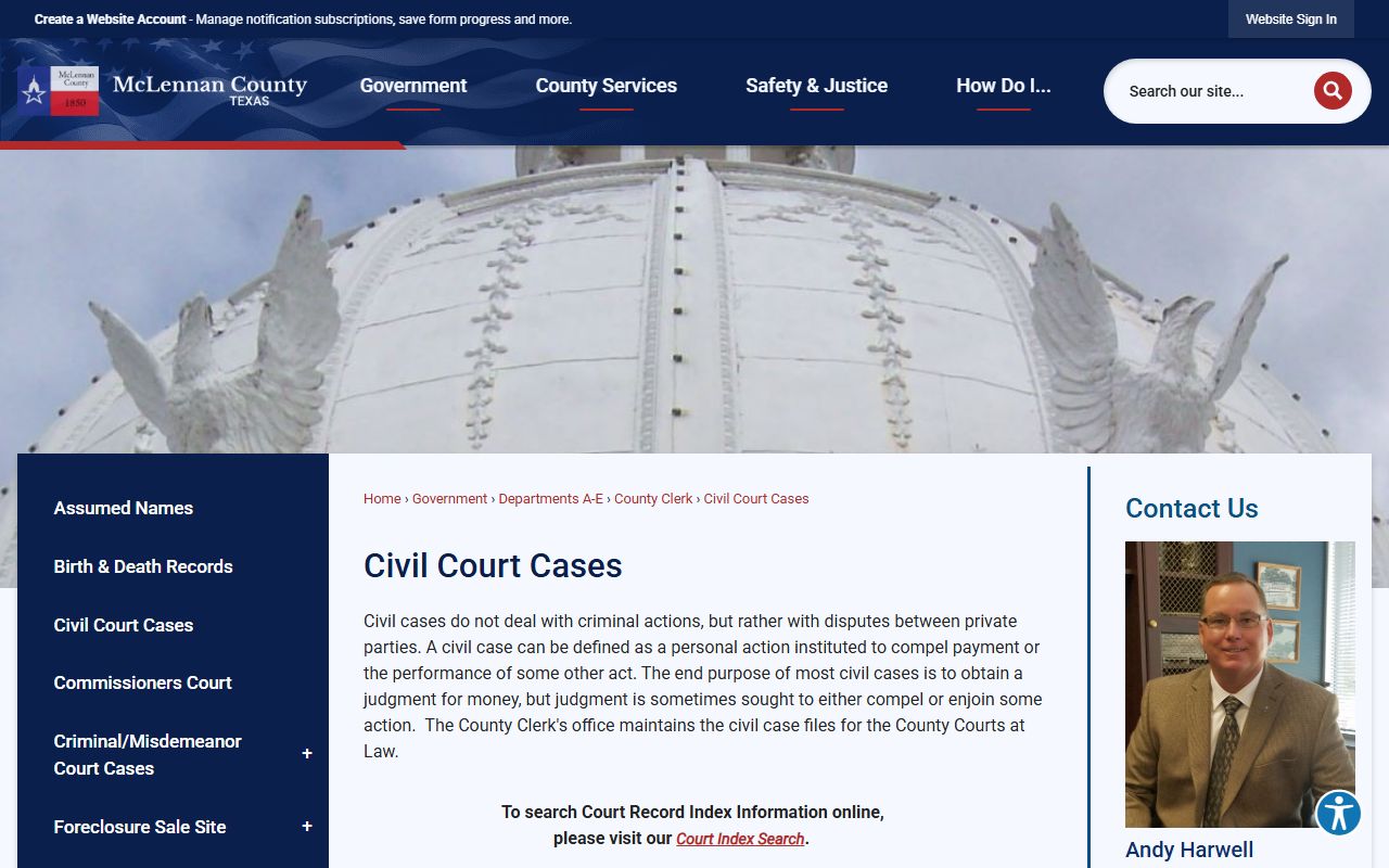 McLennan County Clerk civil records overview for warrants and bonds